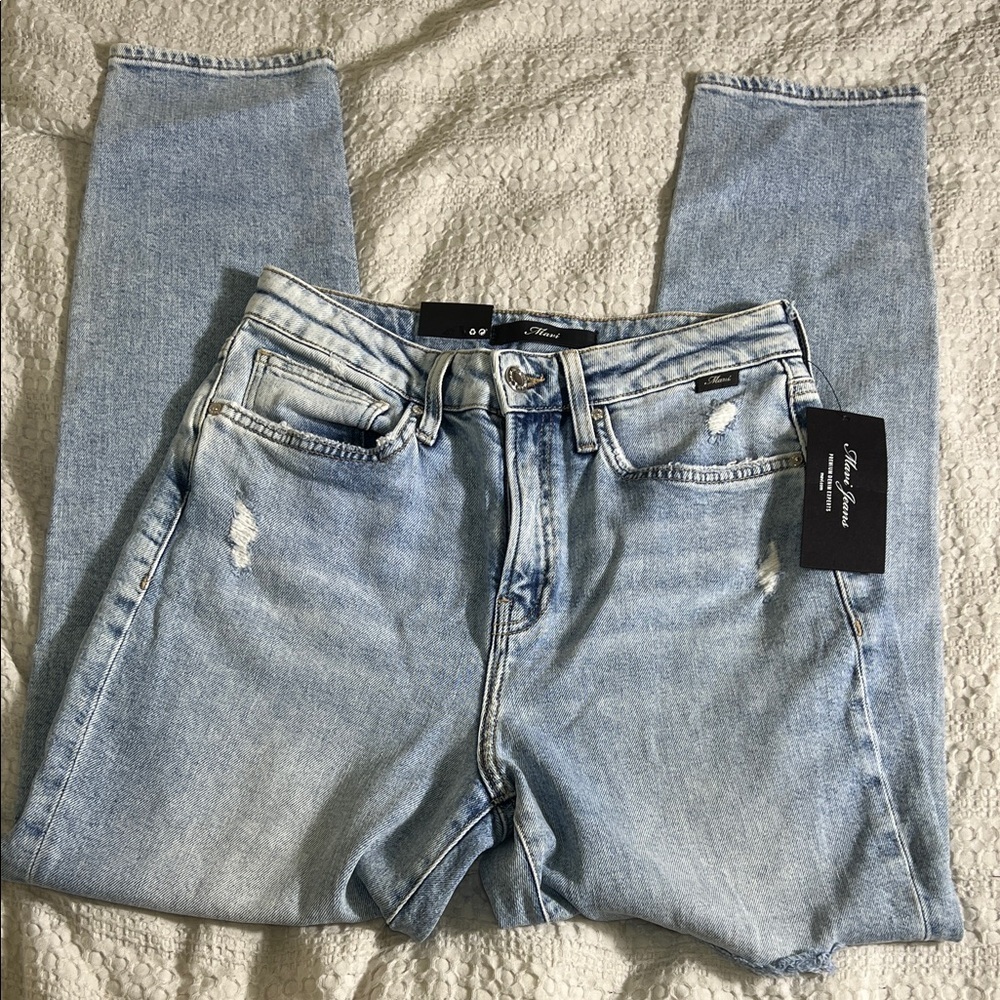 Mavi high rise mom jeans Light Blue Distressed size 26 x 27